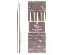 10 x Prices Venetian 10" Handmade Dinner Candles Individually Wrapped Silver