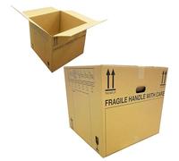 10 x PRINTED EXTRA LARGE Cardboard Boxes with Carry Handles Storage Packing Moving House Box 53cm x 53cm x 41cm 115 Litres