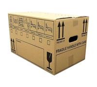10 x Printed Room List Cardboard House Moving Boxes - Removal Packing Box With Carry Handles 457x304x254mm