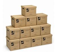 10 X Q-Connect Archive Storage Boxes With Lids Brown Recycled Cardboard