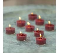 10 x Red Tea Light Candle Holders, Bundle of 10 Plum Red Tea Lights, 10 Small Red Candles, Ten Candles, Rustic Coloured Unscented Coloured Candles, Deep Red Candle, Christmas Candle, Wedding Candle
