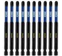10 x Rennie Tools 100mm Long PH3 Impact Screwdriver Driver Bits Set