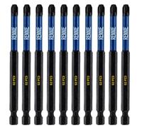 10 x Rennie Tools 100mm Long PZ3 Impact Screwdriver Driver Bits Set. Heavy Duty PoziDriv POZI No.3 Magnetic Screwdriver Bit Set. PZ3 Impact Driver Bits Pozidrive Screw Accessories.