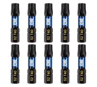 10 x Rennie Tools 32mm Long T40 TX40 Impact Screwdriver Driver Bits Set. Heavy Duty Magnetic Torx Screwdriver Bit Set. Black Oxide Coated Torx Impact Driver Bits. Torx Bit Set.