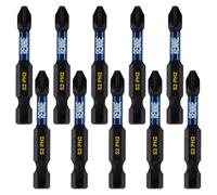10 x Rennie Tools 50mm Long PH2 Impact Screwdriver Driver Bits Set. Magnetic Phillips No.2 Heavy Duty Impact Driver Bit Set. PH2 Bits. Hex Shank. Cross Head Impact Bits