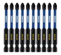 10 x Rennie Tools 75mm Long PH2 Impact Screwdriver Driver Bits Set