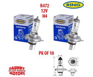 10 X Ring R472 H4 12V 60/55W Headlight Car Bulbs Trade Pack of ten