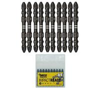 10 x SabreCut SCPZ265_10 65mm PZ2 Impact Screwdriver Driver Bit Set Double Ended Pozidriv POZI No.2 Heavy Duty Including Storage Box