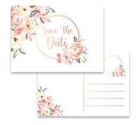 10 x Save the Date Invitation Cards Roses Watercolour Postcards 2 Sided Invitation Party Birthday Elegant Wedding Anniversary 20 30 40 50 60 70 80