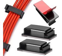 10 x Self-Adhesive Cable Clips - Black Cord & Wire Organiser Holders for Desk, Wall, Car, Home, Office - Tidy USB, Ethernet & Power Cables - Compact Cable Management Solution