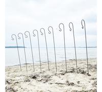 10 x Shepherds Crook Black Metal Garden Border Hooks (1.5m)