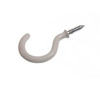 10 x Shouldered White Plastic Coated Screw in Cup Hanger Hooks 38MM 1 1/2"