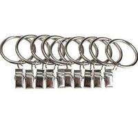 10 x Silver Metal Curtain Pole Rod Voile NET Rings with Clips