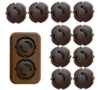 10 x Socket Protectors, Child Lock for Plugs, Child Lock for Sockets, Pack of 10, Socket Cover, Pluggable Sockets Cap, Made in EU (Black-Brown)