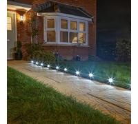 10 X Solar Powered Spotlights - 10 Lumen Super Bright Outdoor Garden Stake Lights For Lawns, Borders, Pathways - Measures L6.5M