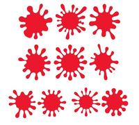 10 x Splat Silhouette Waterproof Sticker Pack - Use on Car's, Laptops, Mirrors, Water Bottles, Scrapbooking, Cute Fun Kids Gifts (Red, 13cm (5.1") Tall)