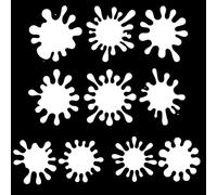 10 x Splat Silhouette Waterproof Sticker Pack - Use on Car's, Laptops, Mirrors, Water Bottles, Scrapbooking, Cute Fun Kids Gifts (White, 8cm (3.1") Tall)