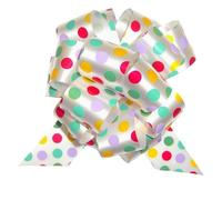 10 x SPOTTY PULL BOWS (11cm diameter) - Baby Gift Easter Birthday Gift Basket Hamper Party Bow