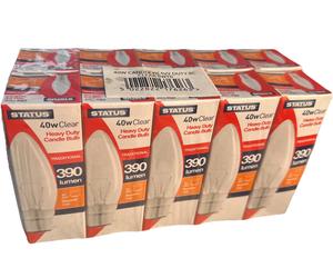 10 x Status/Eveready 40w BC Clear Candle Filament Bulbs B22 Bayonet Dimmable