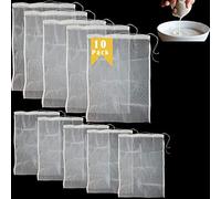 10 x Vegetable Milk Bags Cheesecloth Jam Filters Nylon Fabric Beer Brewing Bag for Washing Brown Rice Strainer Food Cheese Wine Nut Milk Juice Reusable 30 x 20 cm, 20 x 15 cm