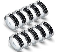 10 X White on Black Tape Compatible with Dymo Embossing Tape