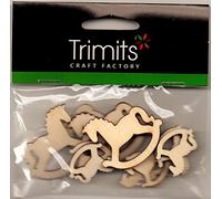 10 x WOODEN ROCKING HORSES BY TRIMITS SELF ADHESIVE EMBELLISHMENTS 2300