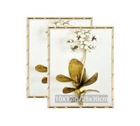 10"x12" Picture Frame Gold Metal Bamboo Design,for Photo 10 by 12 Vertical or 12 by 10 Horizontal,Wall & Tabletop Decortive,Modern Vintage Frame Self Standing & Hanging,without Mat,Home Decor