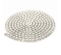 10 Yard Rhinestone Chain, Rhinestones Trim Chain Bridal Dress Applique for Wedding Dress Necklace Headwear[#03 SS8=2.5MM,340pcs/m,Silver Base White Diamond]