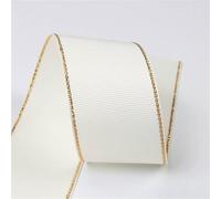 10 Yards 10MM 16MM 25MM38MM Glitter Gold Edge Double Sided Grosgrain Ribbon Decor Materials for Hair Bows(Color-02,25mm)