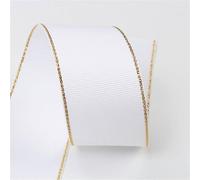 10 Yards 10MM 16MM 25MM38MM Glitter Gold Edge Double Sided Grosgrain Ribbon Decor Materials for Hair Bows(Color-04,16mm)