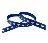 10 Yards 10mm Satin Ribbons Heart Pattern Printed Ribbon for Crafts DIY Bow Handmade Wrap Party Wedding(Deep Blue)