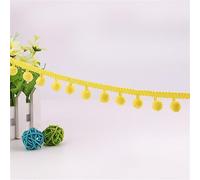 10 Yards 2.1cm Pom Pom Ball Fringe Trim Pom Pom Trim Ribbon Mini Pom Pom Tassel Pompom Trim Ball Ribbon Sewing Fringe Ribbon Trimming Lace Tassel Applique for Home Curtain Clothes Pillow (15_Yellow)