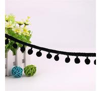 10 Yards 2.1cm Pom Pom Ball Fringe Trim Pom Pom Trim Ribbon Mini Pom Pom Tassel Pompom Trim Ball Ribbon Sewing Fringe Ribbon Trimming Lace Tassel Applique for Home Curtain Clothes Pillow (1_Black)