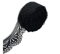 10 Yards 3cm Elastic Scallop Sewing Trim Ribbon Stretch Lace Trim, Black | Elastic Floral Crochet Cotton Lace Ribbon Stretch Edge Ribbon for DIY Crafts Garment Gift Wrapping Headbands