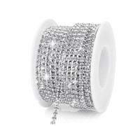 10 Yards 3MM Rhinestone Trim Crystal Rhinestone Chain Trim Rhinestones Ribbon Roll for Sewing Craft DIY Decoration Jewelry Making Clothes
