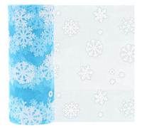 10 Yards Christmas Snowflake Tulle Roll Glitter Organza Snowflake Gauze Xmas Wrapping Ribbon for Christmas Decor Table Runner(15cm, Ice Blue)
