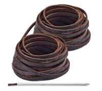 10 Yards Flat Genuine Leather Laces, Leather Strips Cord, Full Grain Cowhide Straps String for Braided, Braiding, Shoes, Jewelry Making and Craft(Wester Cowboy-dark Brown)