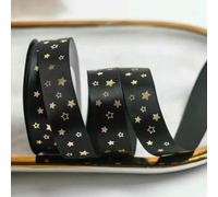 10 Yards/Roll Black Gold Ribbon 22mm Gilded Ribbons for Bow Wrapping Wedding Christmas Flower Hat Hair Ornament DIY Crafts-Black Gold Ribbon-7-10 Yards