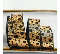 10 Yards/Roll Black Gold Ribbon 22mm Gilded Ribbons for Bow Wrapping Wedding Christmas Flower Hat Hair Ornament DIY Crafts-Black Gold Ribbon-4-10 Yards