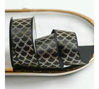 10 Yards/Roll Black Gold Ribbon 22mm Gilded Ribbons for Bow Wrapping Wedding Christmas Flower Hat Hair Ornament DIY Crafts-Black Gold Ribbon-8-10 Yards