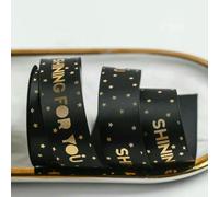 10 Yards/Roll Black Gold Ribbon 22mm Gilded Ribbons for Bow Wrapping Wedding Christmas Flower Hat Hair Ornament DIY Crafts-Black Gold Ribbon-1-10 Yards