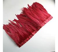 10 Yards Rooster Tail Feathers Trims for DIY Handicrafts, 25-30cm Feather Fringes for Clothes or Carnival Accessories-Wine red-2 Yards