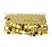 10 Yards Round Sequin Tassel, Belly Dance Tassel Belt Tassel Belly Chain Hip Scarf Tassel Decoration National Clothes Supplies Accessories(Gold)