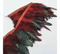 10 Yards Wine Red Chicken Rooster Tail Feathers Trims Strip for Wedding Party Clothing Rooster Feather Trims Wine red 10 Yards