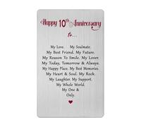 10 Year Anniversary Card for Him Her Women Men- Romantic 10th Wedding Anniversary Keepsake Gift for Husband Wife