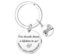 10 Year Anniversary Keyring Gifts for Wife Husband 10th Wedding Anniversary Keychain Valentine's Day Gifts Wedding One Decade Down A Lifetime To Go