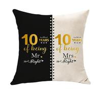 10 Year Anniversary Throw Pillow Cover Gift for Husband Gift for 10 Years Of Marriage Couples Wedding for Her Valentines for Wife Wedding Anniversary 10th Keepsake (10th)
