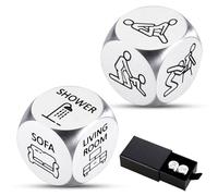 10 Year Anniversary Tin Gifts for Her Him - 2PCS Funny Date Night Dice for Wife Husband Couples, Christmas Stocking Stuffers for Women Men Adult White Elephant Gifts, Wedding Registry Ideas