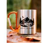 10 Year Anniversary Tin Mug for Him - Aluminum Cup with Carabiner Handle | 12oz lightweight cup for hot or cold drinks · Carabiner clips to any pack, belt or gear · Arrives gift-boxed, ready to give
