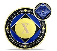 10 Year NA Medallions - Recovery Narcotics Anonymous Chips - Ten Year Living Clean Sobriety Coin - (Years 1-30) Journey Celebrate Recovery Addicts - Narcotics Anonymous Gifts for Men Women